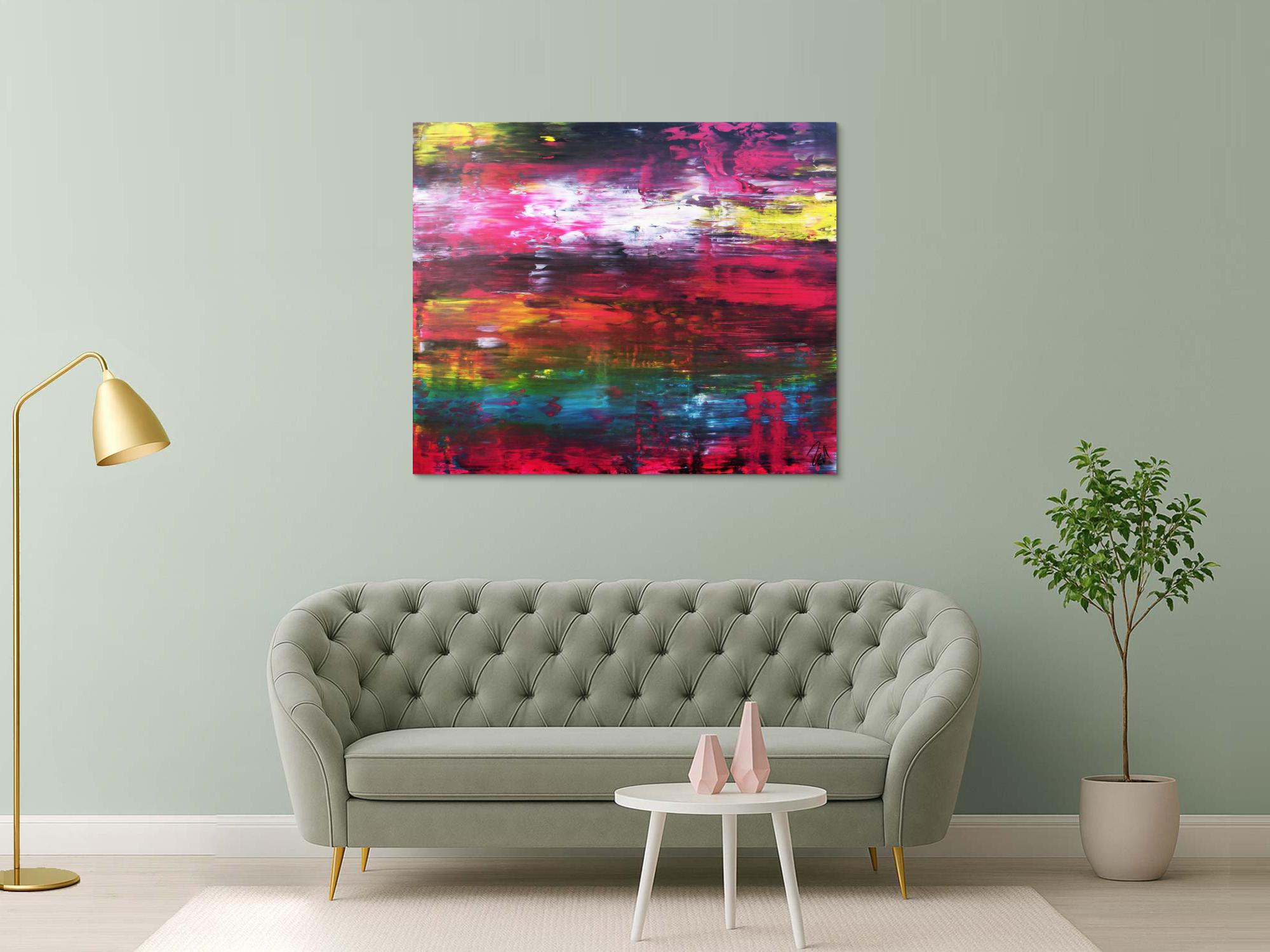 Abstraktes Acrylgemälde in spachteltechnik modern und bunt