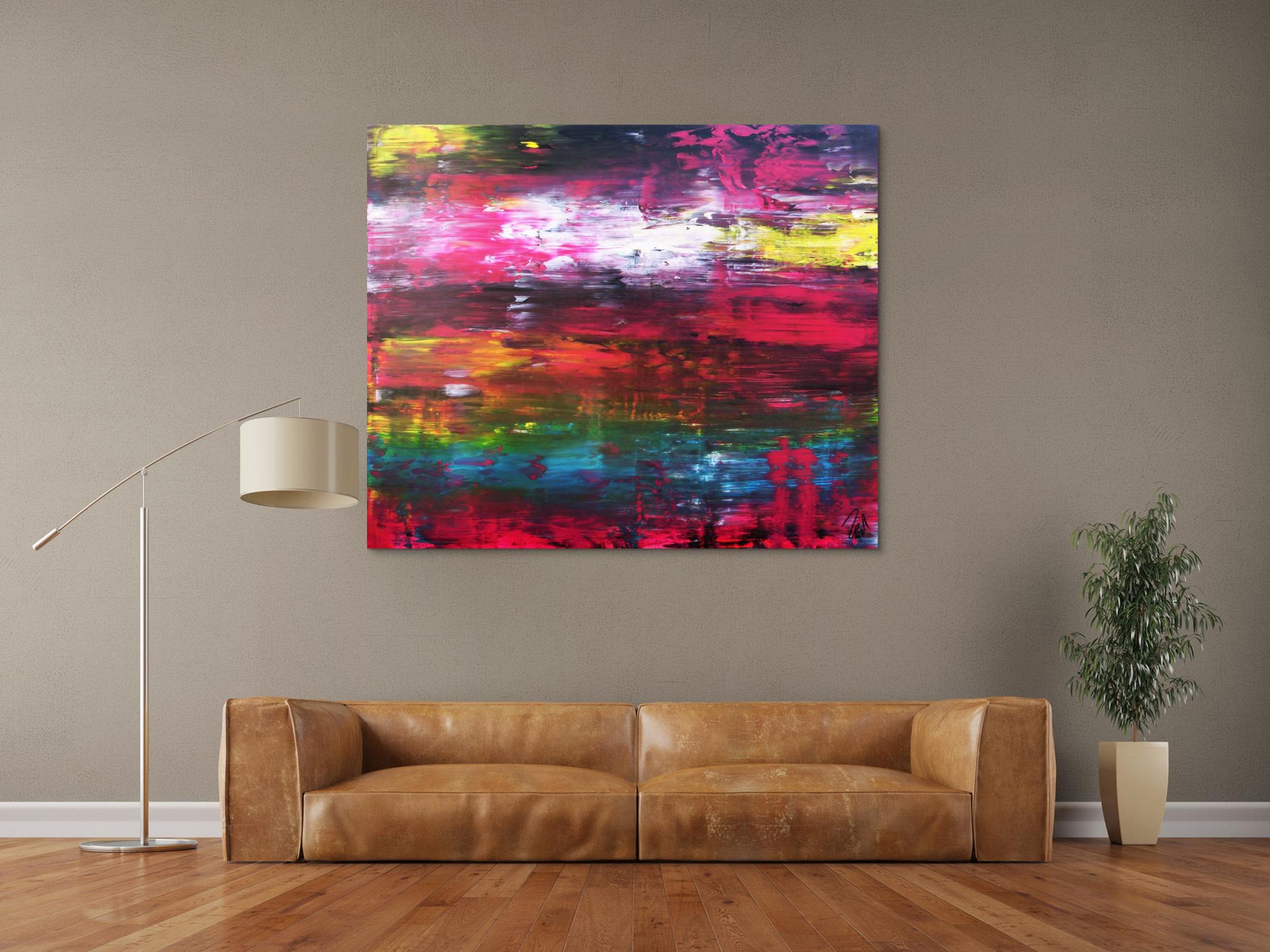 Abstraktes Acrylgemälde in spachteltechnik modern und bunt