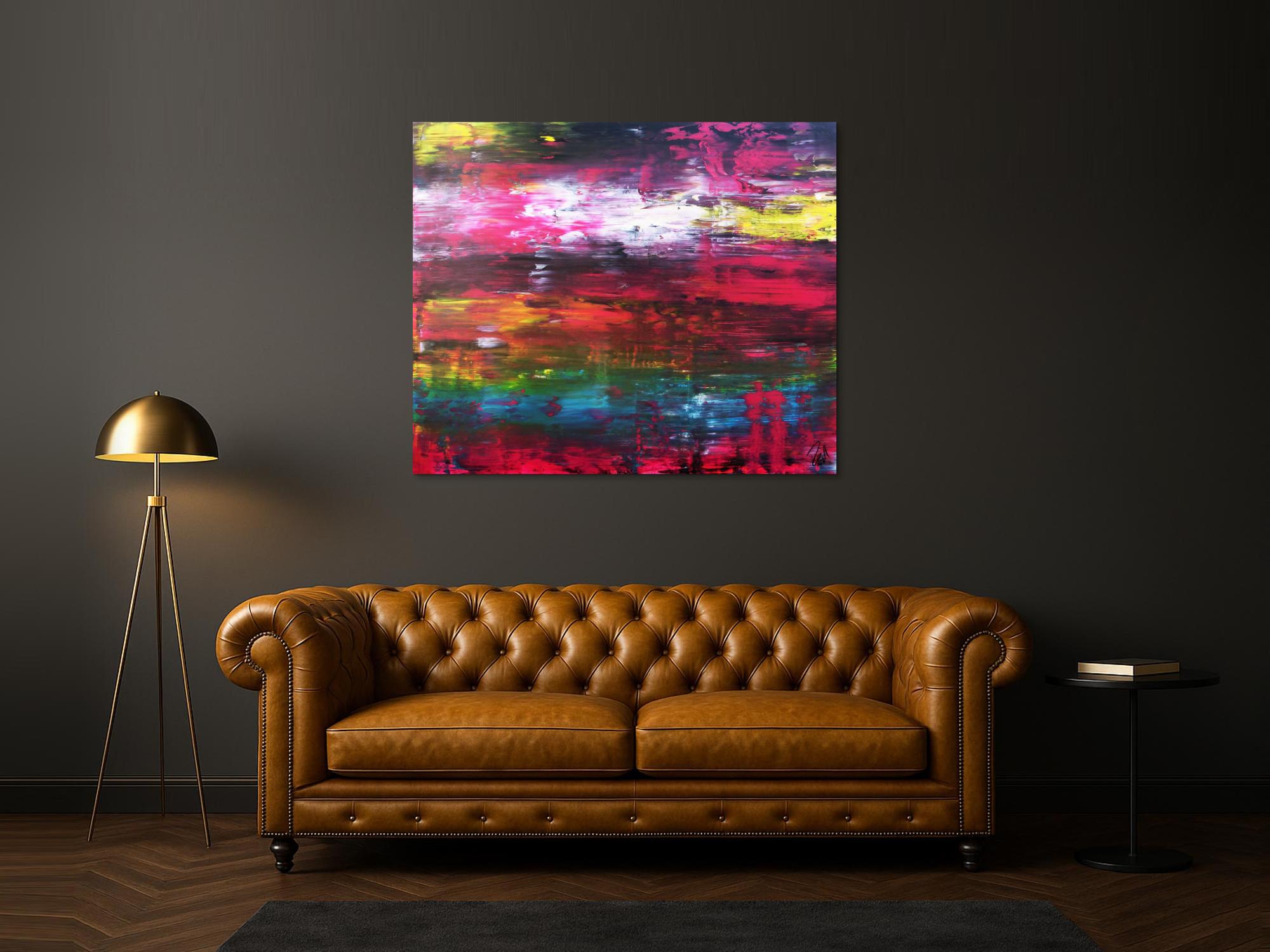 Abstraktes Acrylgemälde in spachteltechnik modern und bunt