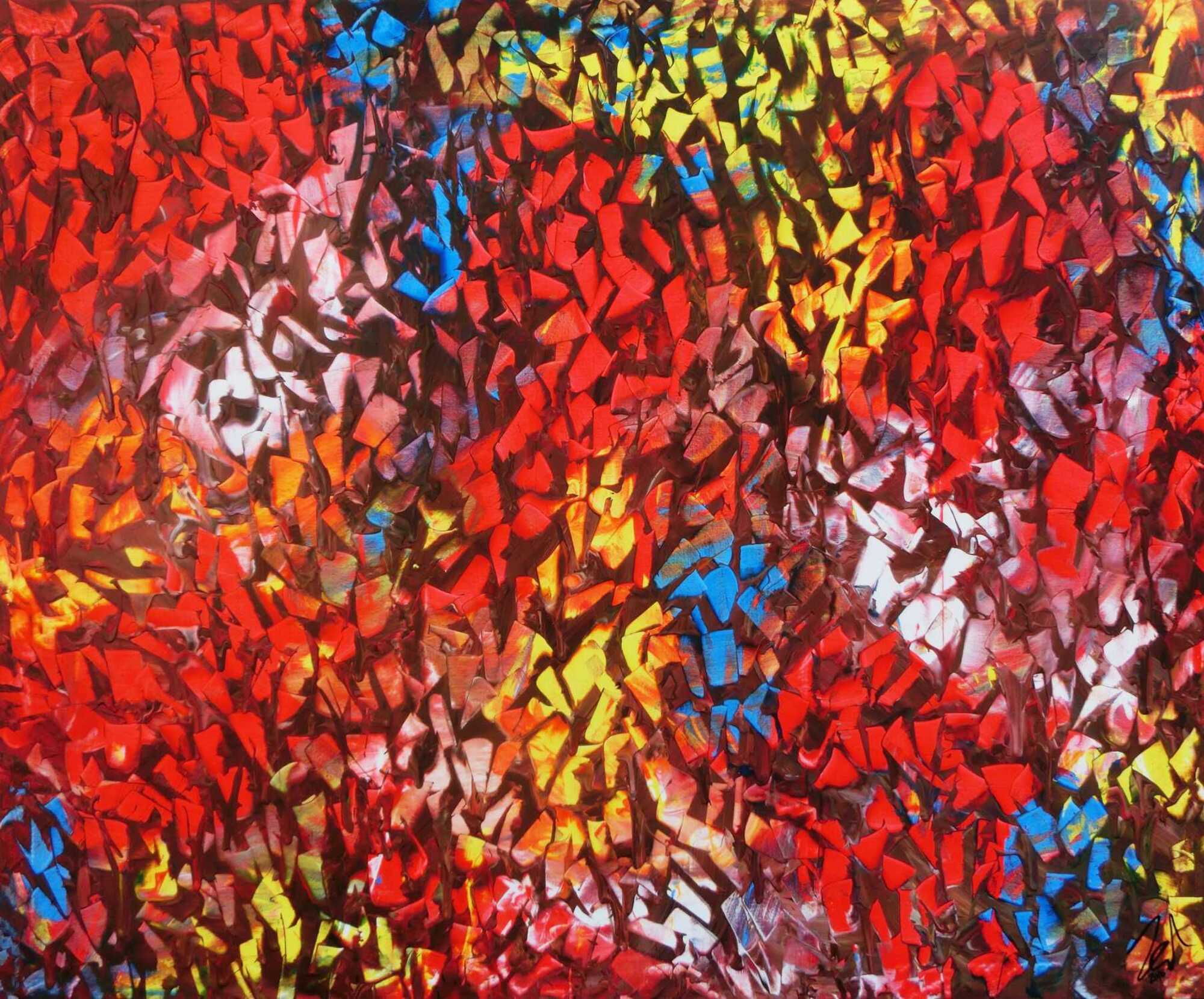 Abstraktes Acrylbild modern bunt zeitgenössisch mit starker Struktur