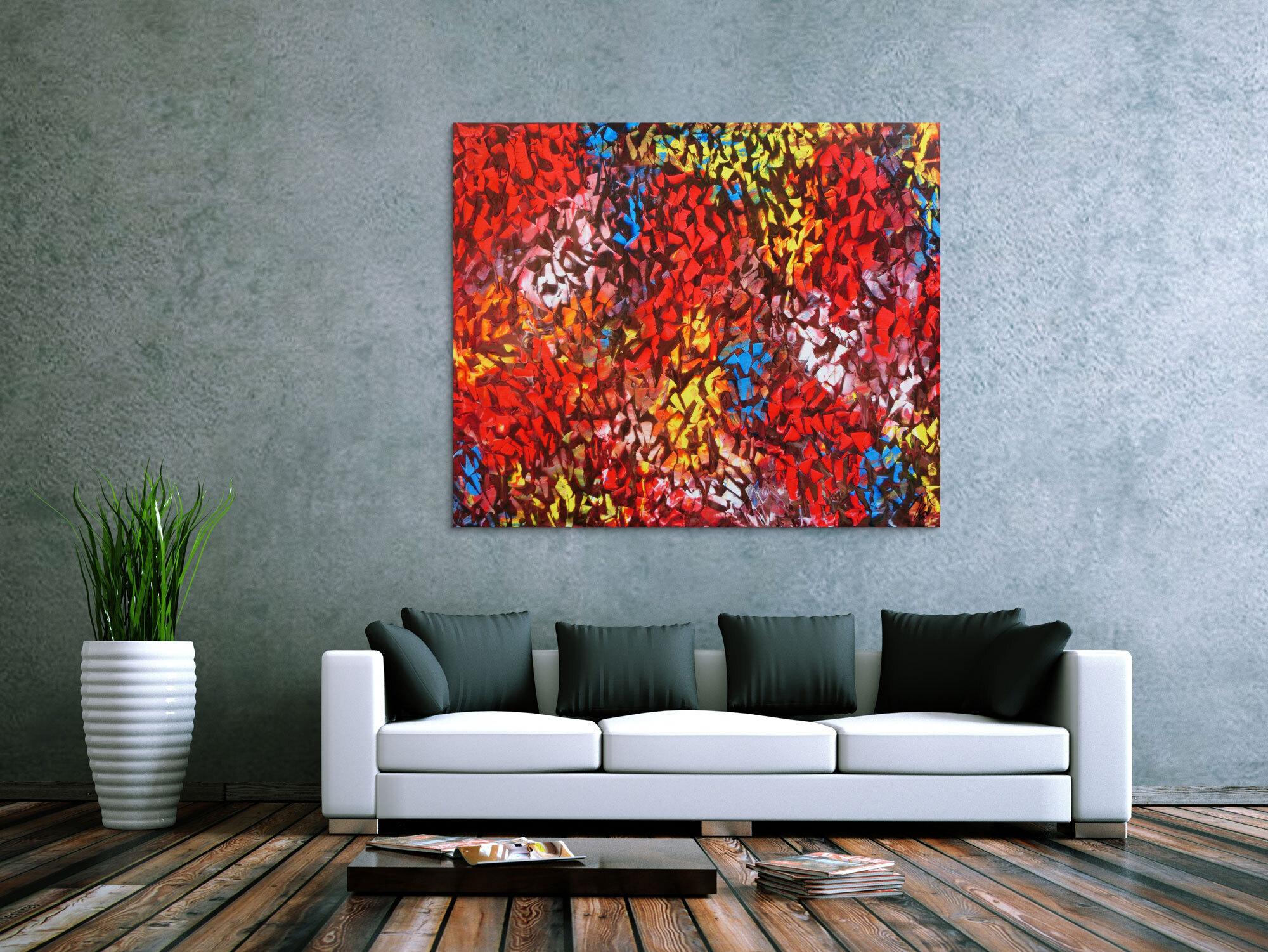 Abstraktes Acrylbild modern bunt zeitgenössisch mit starker Struktur