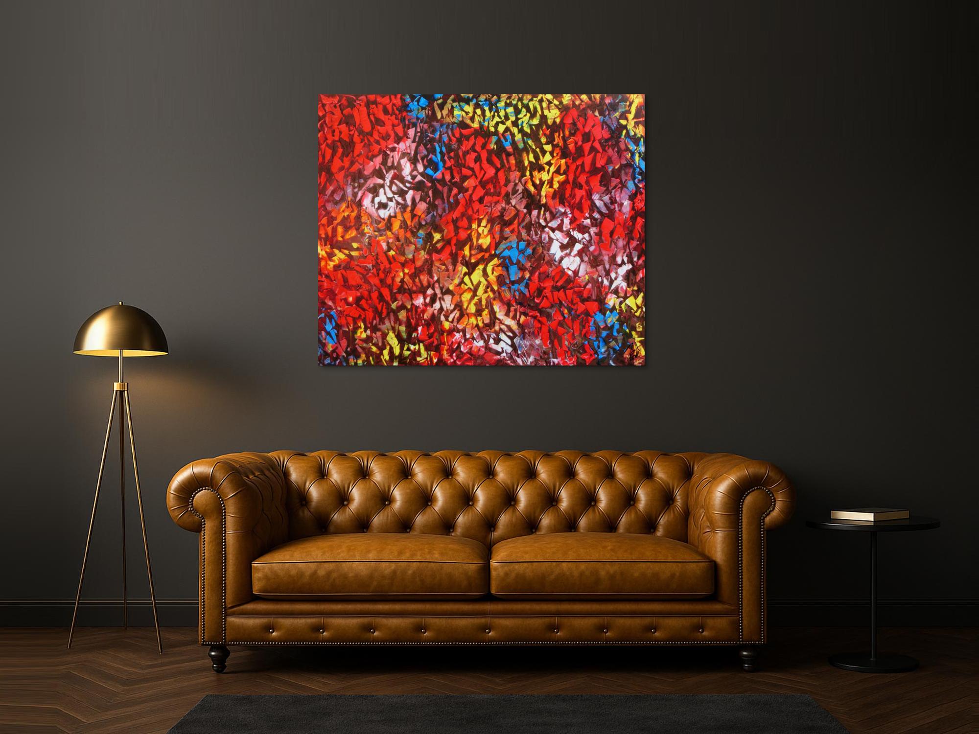 Abstraktes Acrylbild modern bunt zeitgenössisch mit starker Struktur