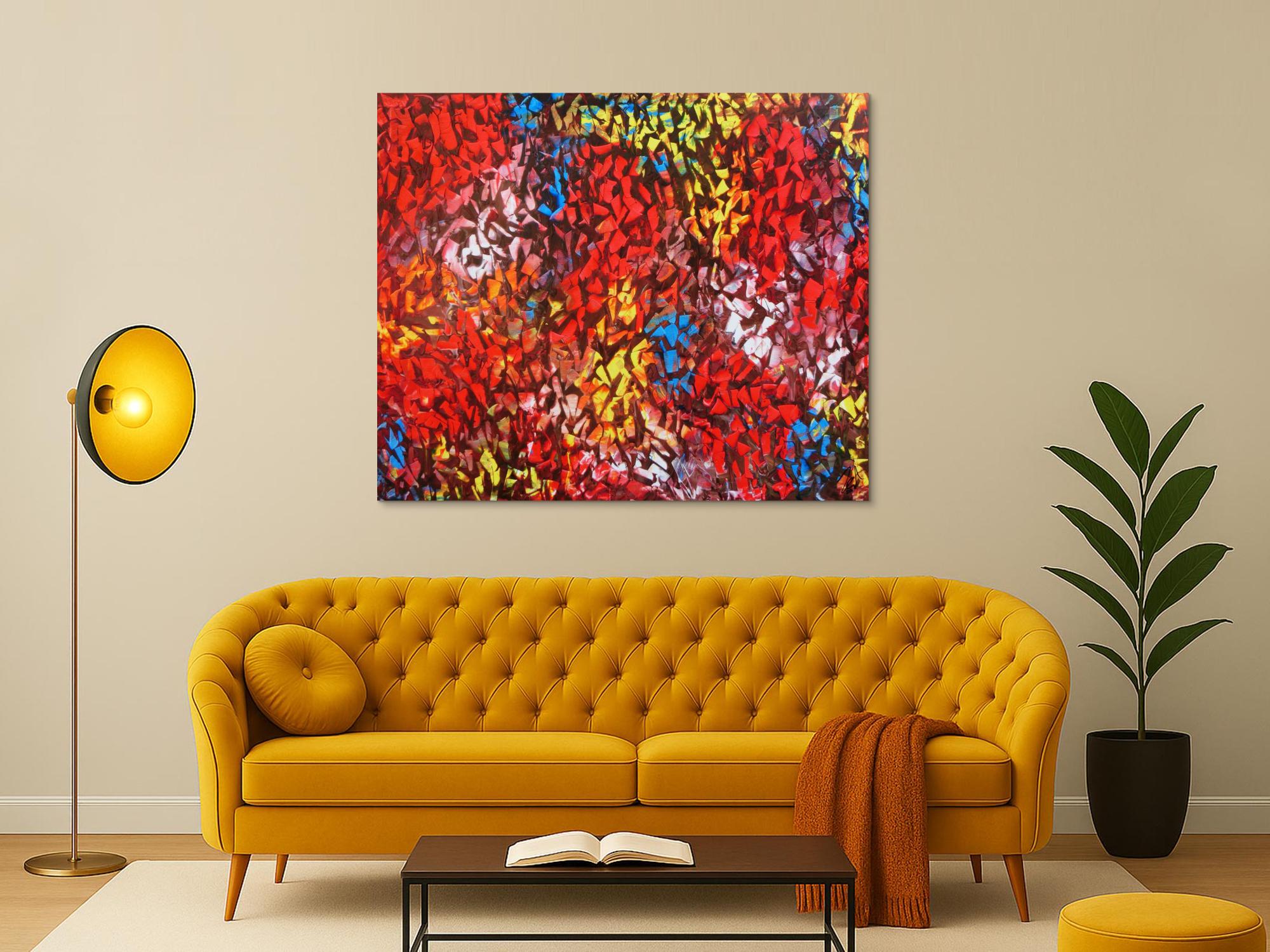 Abstraktes Acrylbild modern bunt zeitgenössisch mit starker Struktur