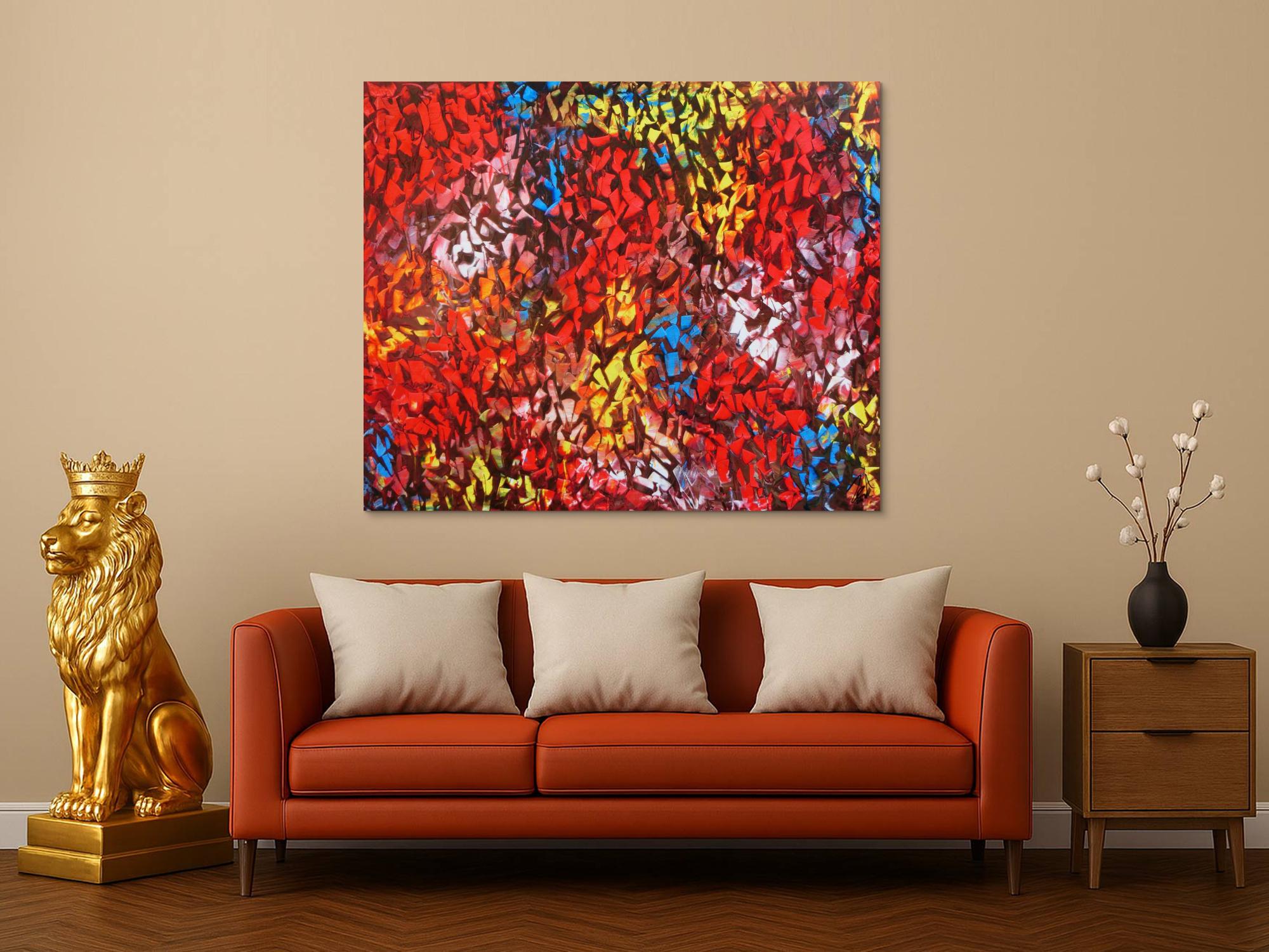 Abstraktes Acrylbild modern bunt zeitgenössisch mit starker Struktur