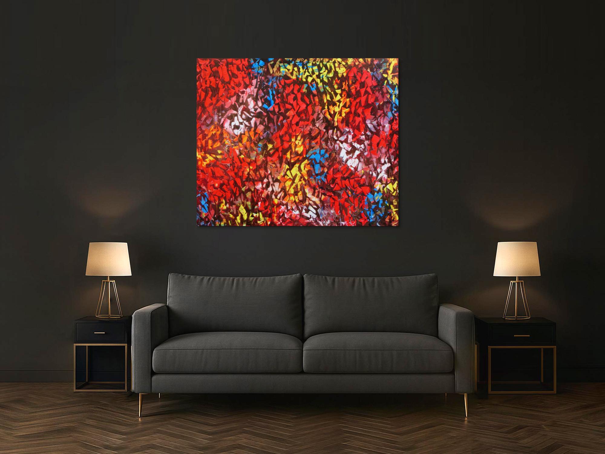 Abstraktes Acrylbild modern bunt zeitgenössisch mit starker Struktur