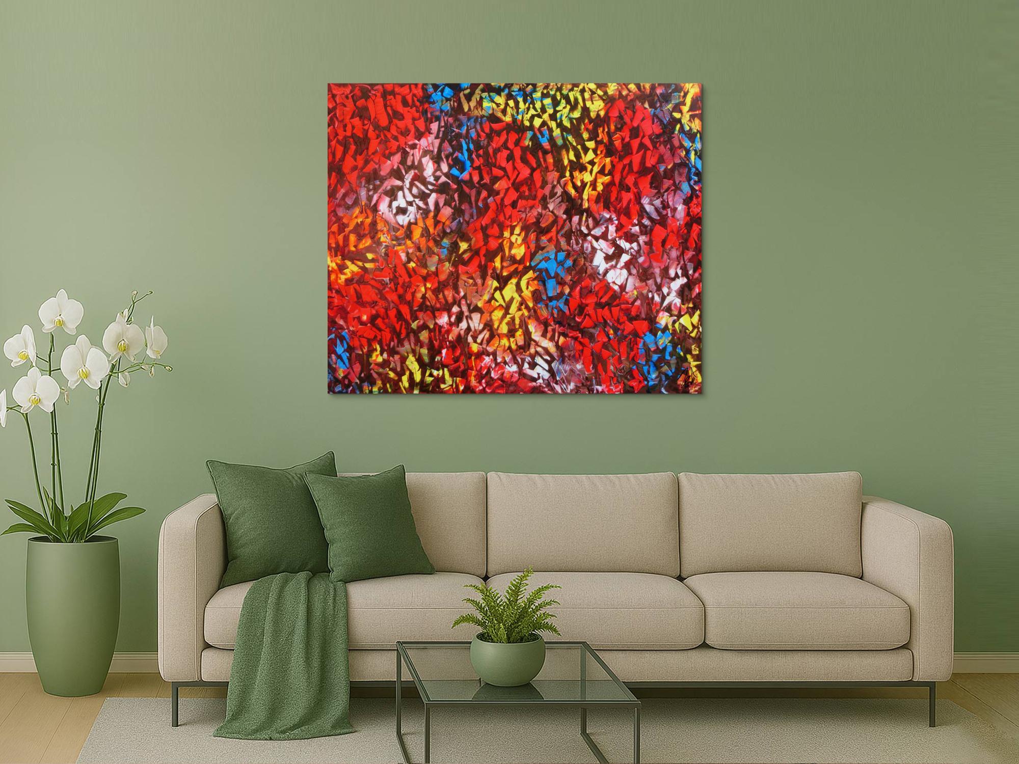 Abstraktes Acrylbild modern bunt zeitgenössisch mit starker Struktur