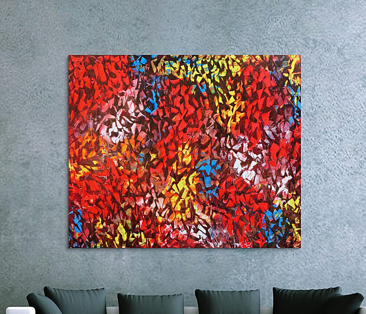 Abstraktes Kunstwerk in Rot und Orange