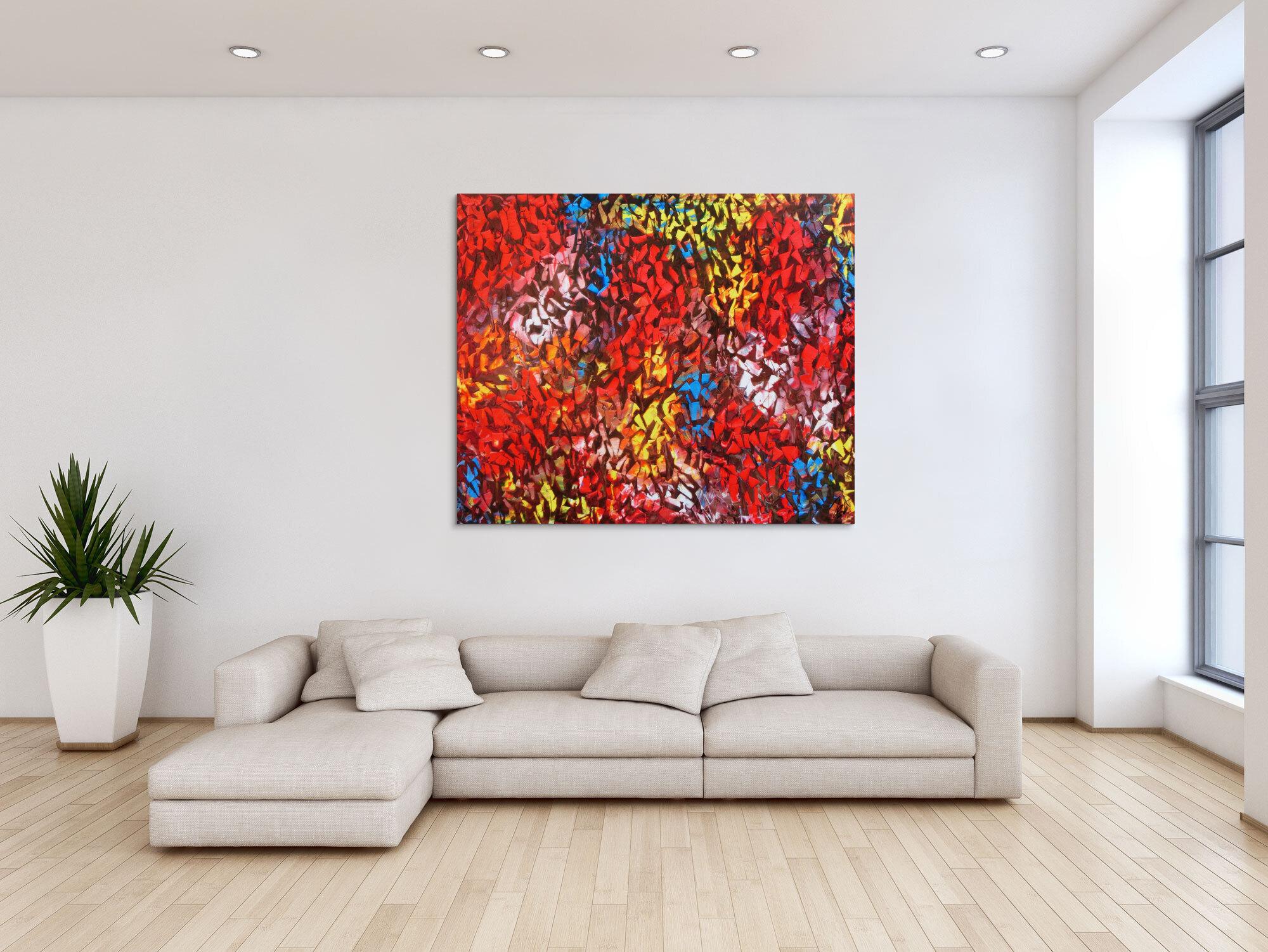 Abstraktes Acrylbild modern bunt zeitgenössisch mit starker Struktur