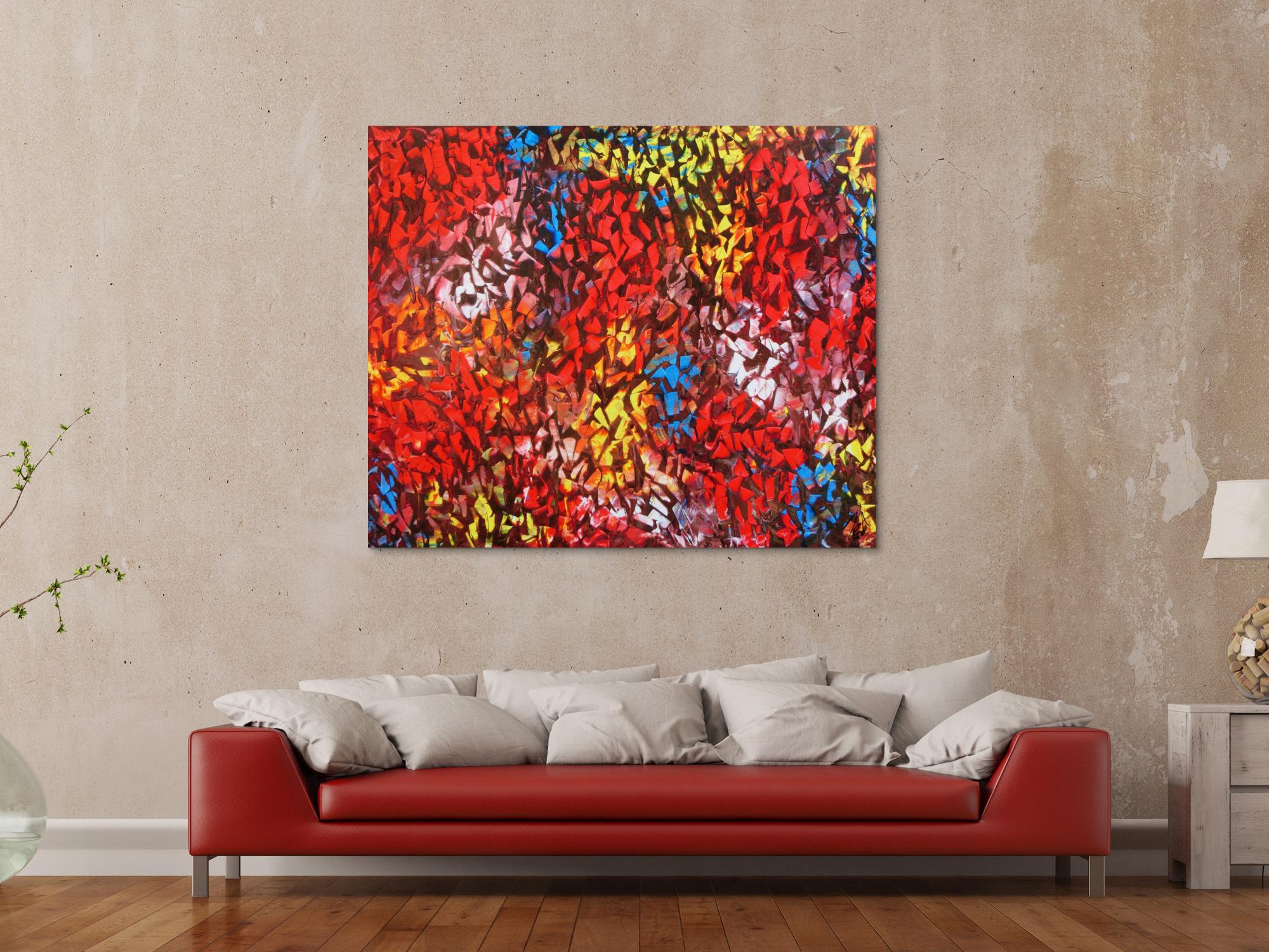 Abstraktes Acrylbild modern bunt zeitgenössisch mit starker Struktur