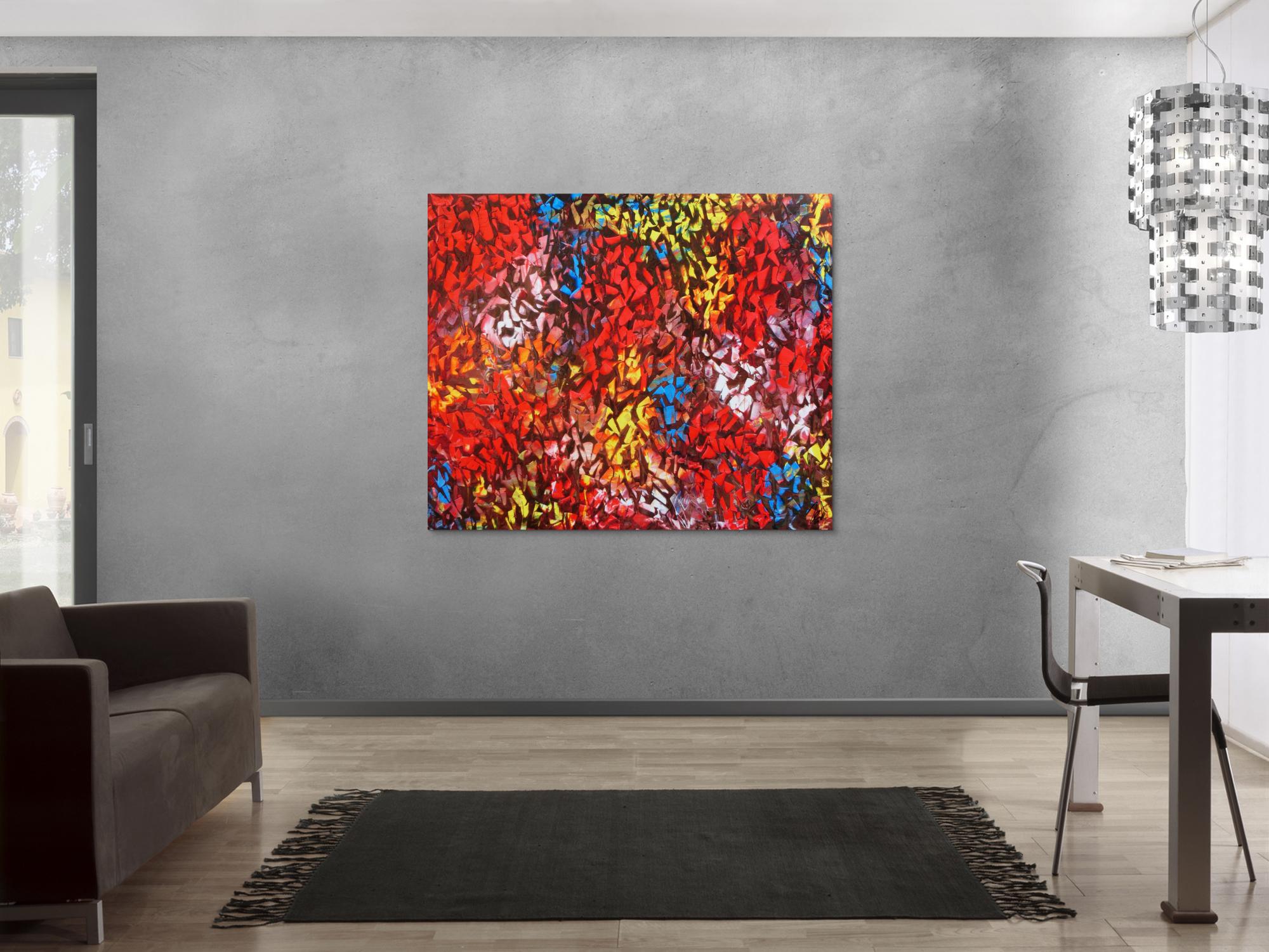 Abstraktes Acrylbild modern bunt zeitgenössisch mit starker Struktur