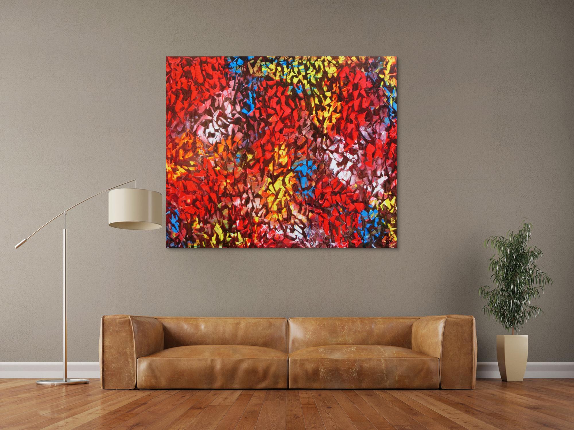 Abstraktes Acrylbild modern bunt zeitgenössisch mit starker Struktur