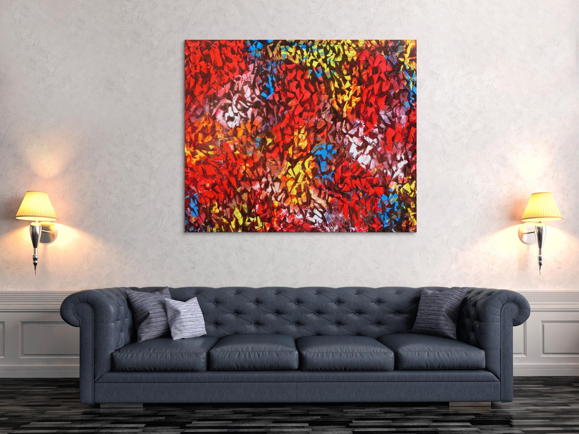 Abstraktes Acrylbild modern bunt zeitgenössisch mit starker Struktur