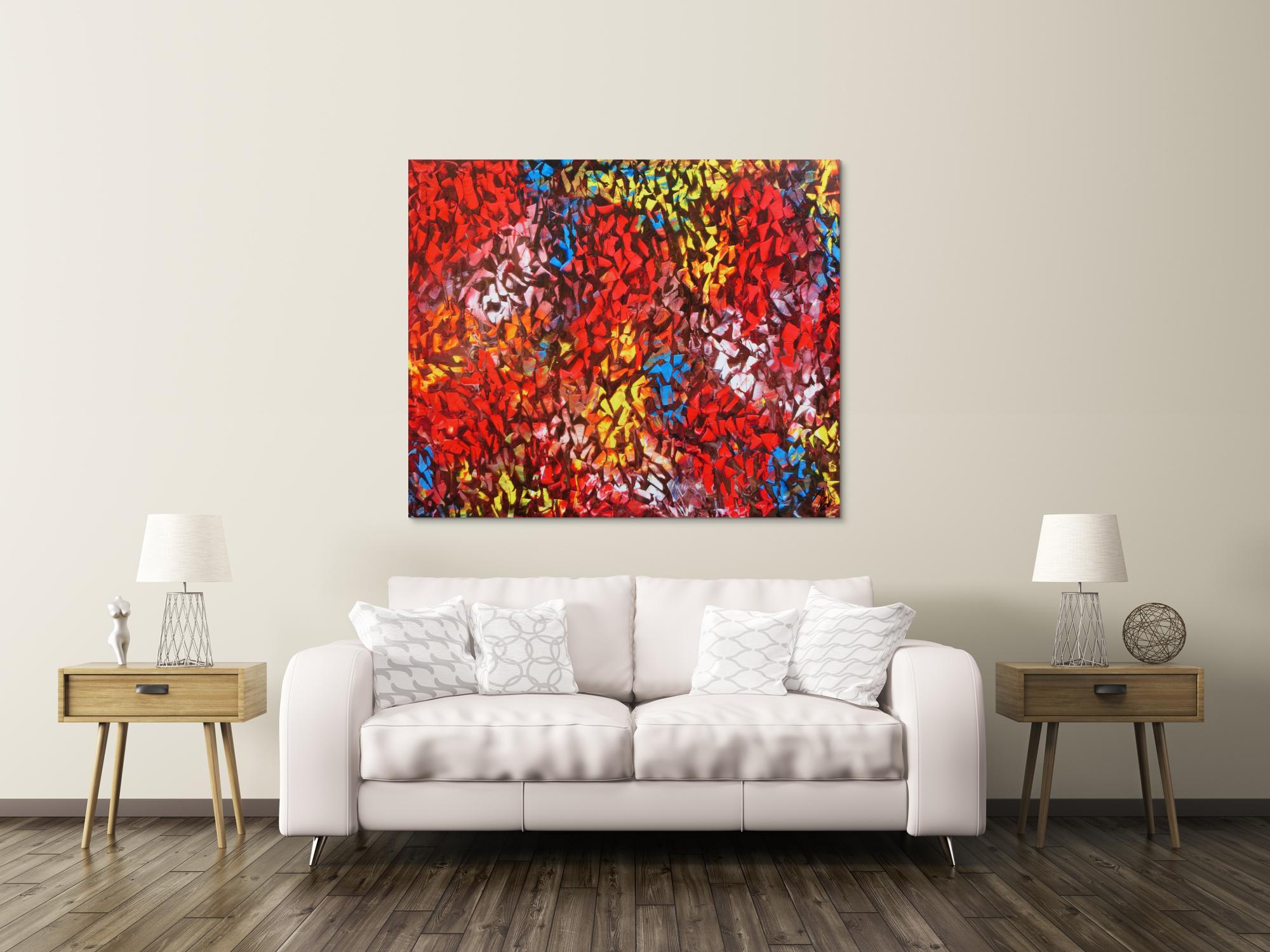 Abstraktes Acrylbild modern bunt zeitgenössisch mit starker Struktur