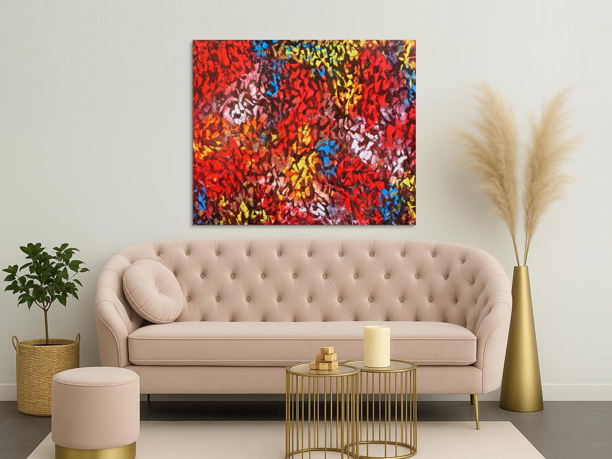 Abstraktes Acrylbild modern bunt zeitgenössisch mit starker Struktur