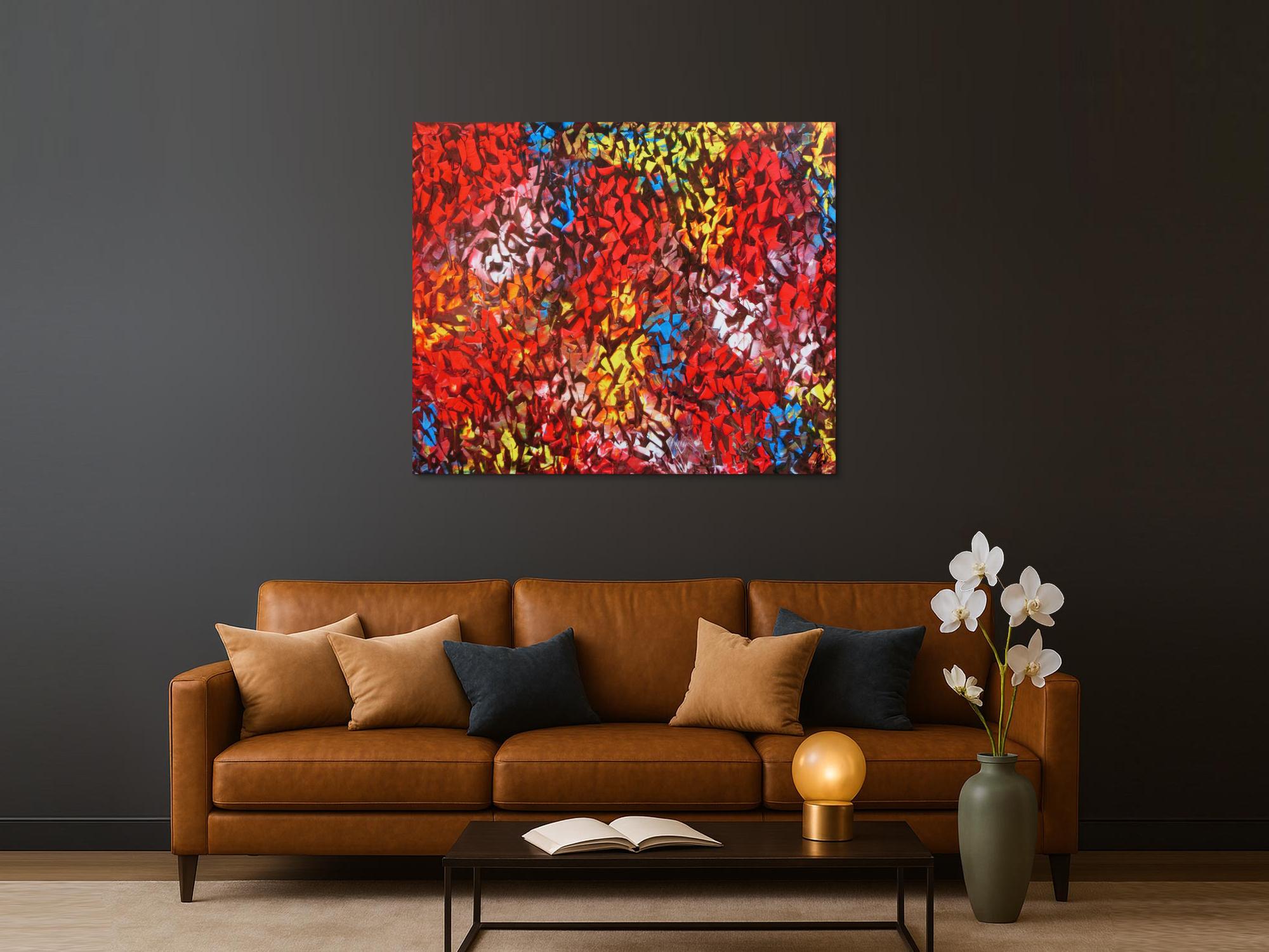 Abstraktes Acrylbild modern bunt zeitgenössisch mit starker Struktur