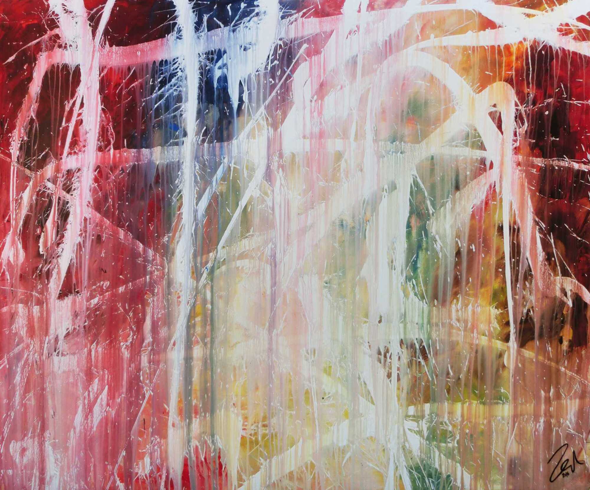 Buntes Acrylbild abstrakt modern mit vielen Farben zeitgenössisch