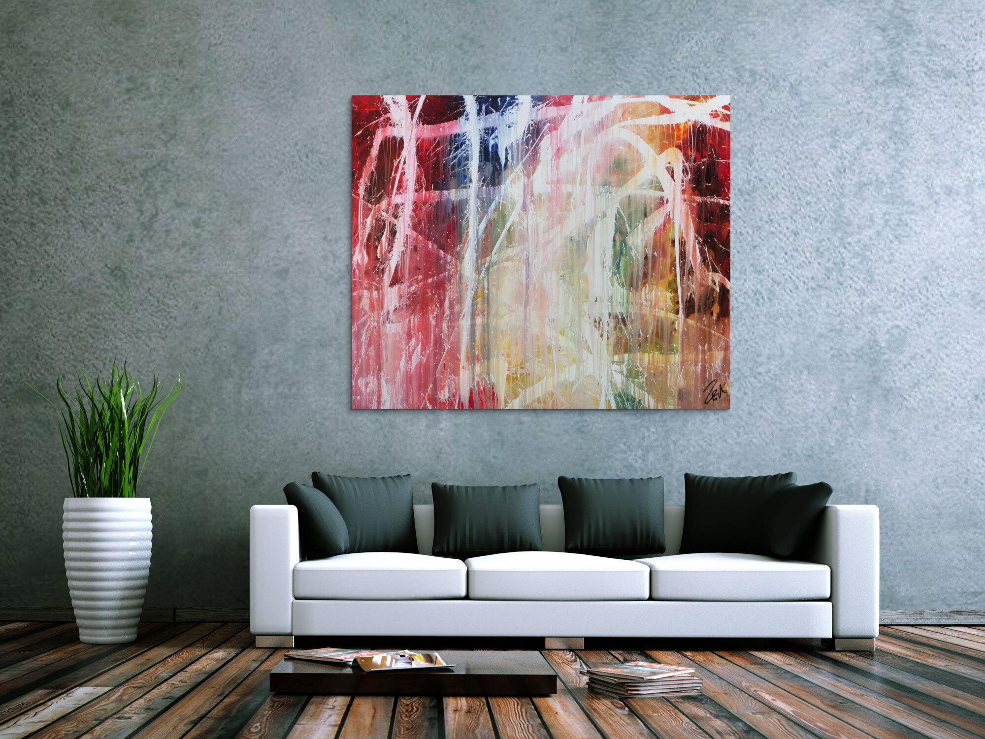 Buntes Acrylbild abstrakt modern mit vielen Farben zeitgenössisch