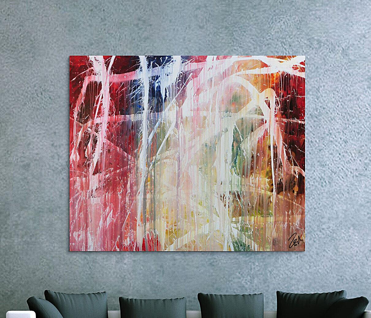 Abstraktes Kunstwerk in Rot und Orange