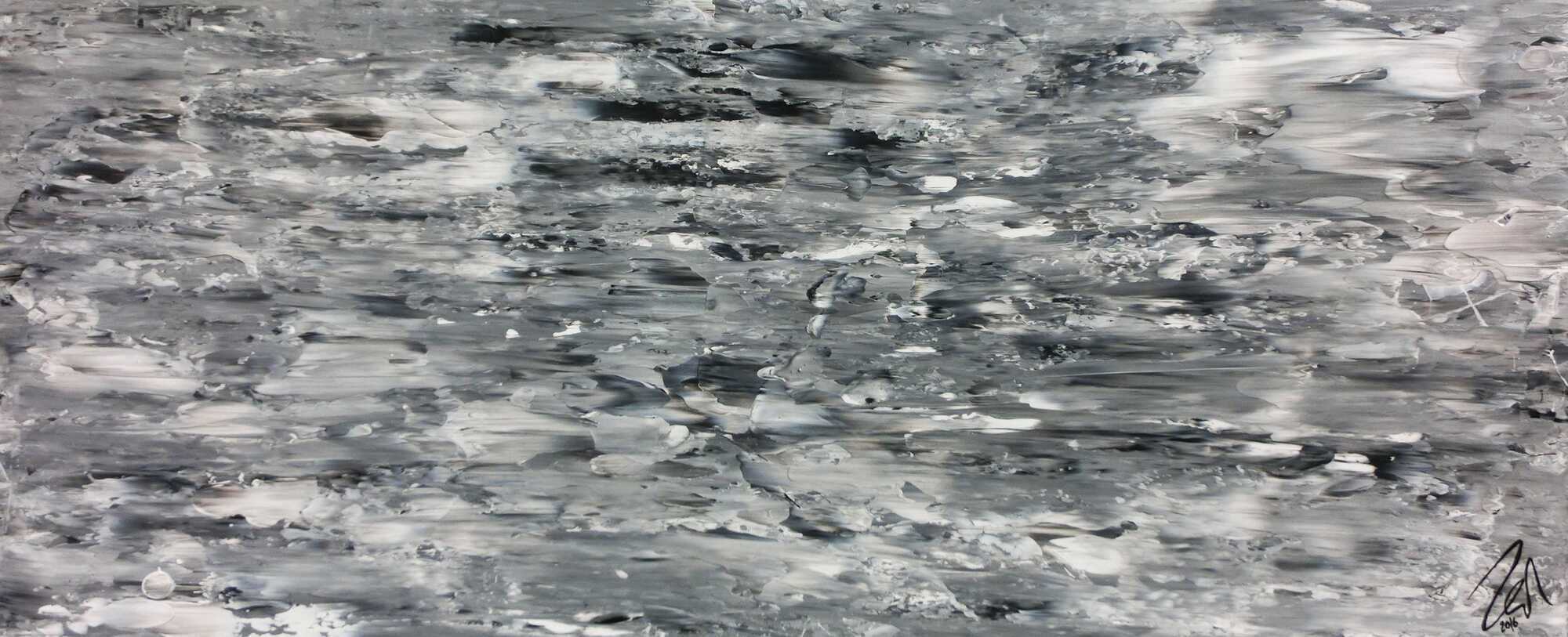 Abstraktes Acrylgemälde schlicht in grau weiß sehr modern