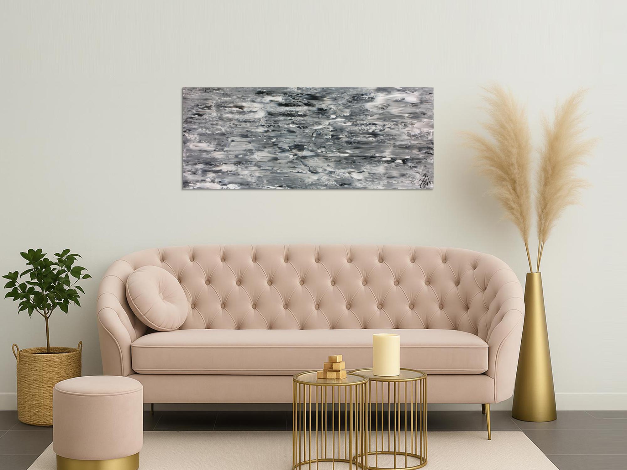 Abstraktes Acrylgemälde schlicht in grau weiß sehr modern