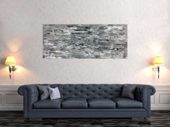 Abstraktes Acrylgemälde schlicht in grau weiß sehr modern