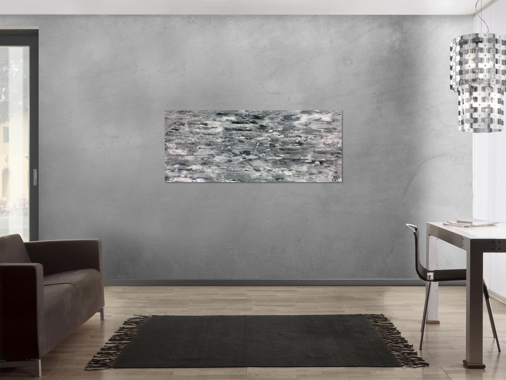 Abstraktes Acrylgemälde schlicht in grau weiß sehr modern