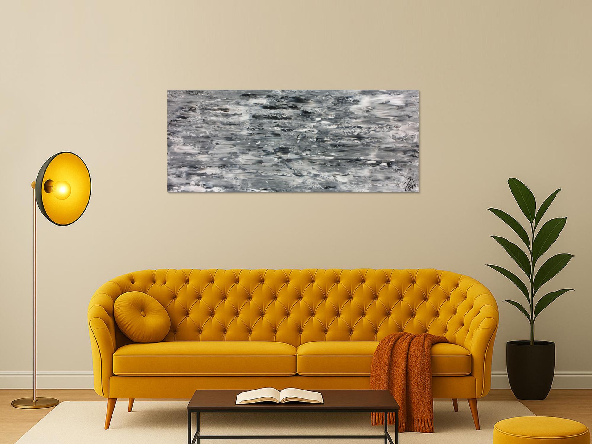 Abstraktes Acrylgemälde schlicht in grau weiß sehr modern