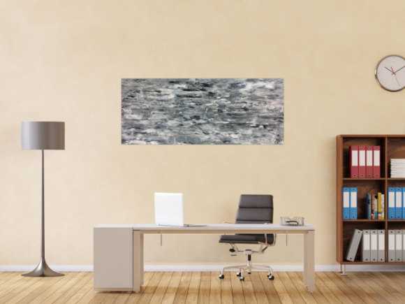 Abstraktes Acrylgemälde schlicht in grau weiß sehr modern