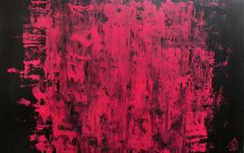 Abstraktes Acrylbild modern minimalistisch in schwarz und pink