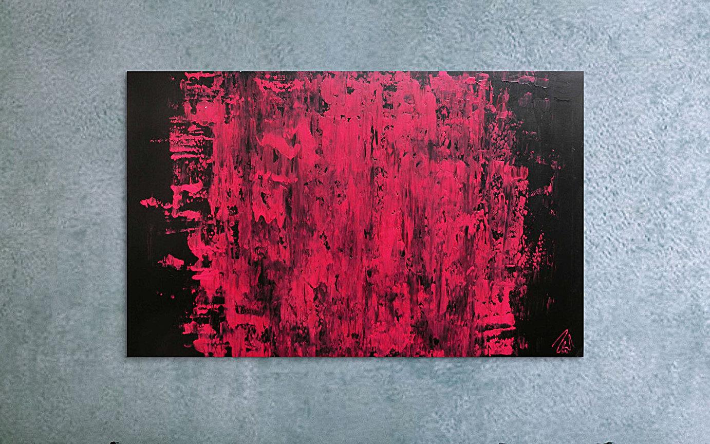 Abstraktes Kunstwerk in Rot und Orange