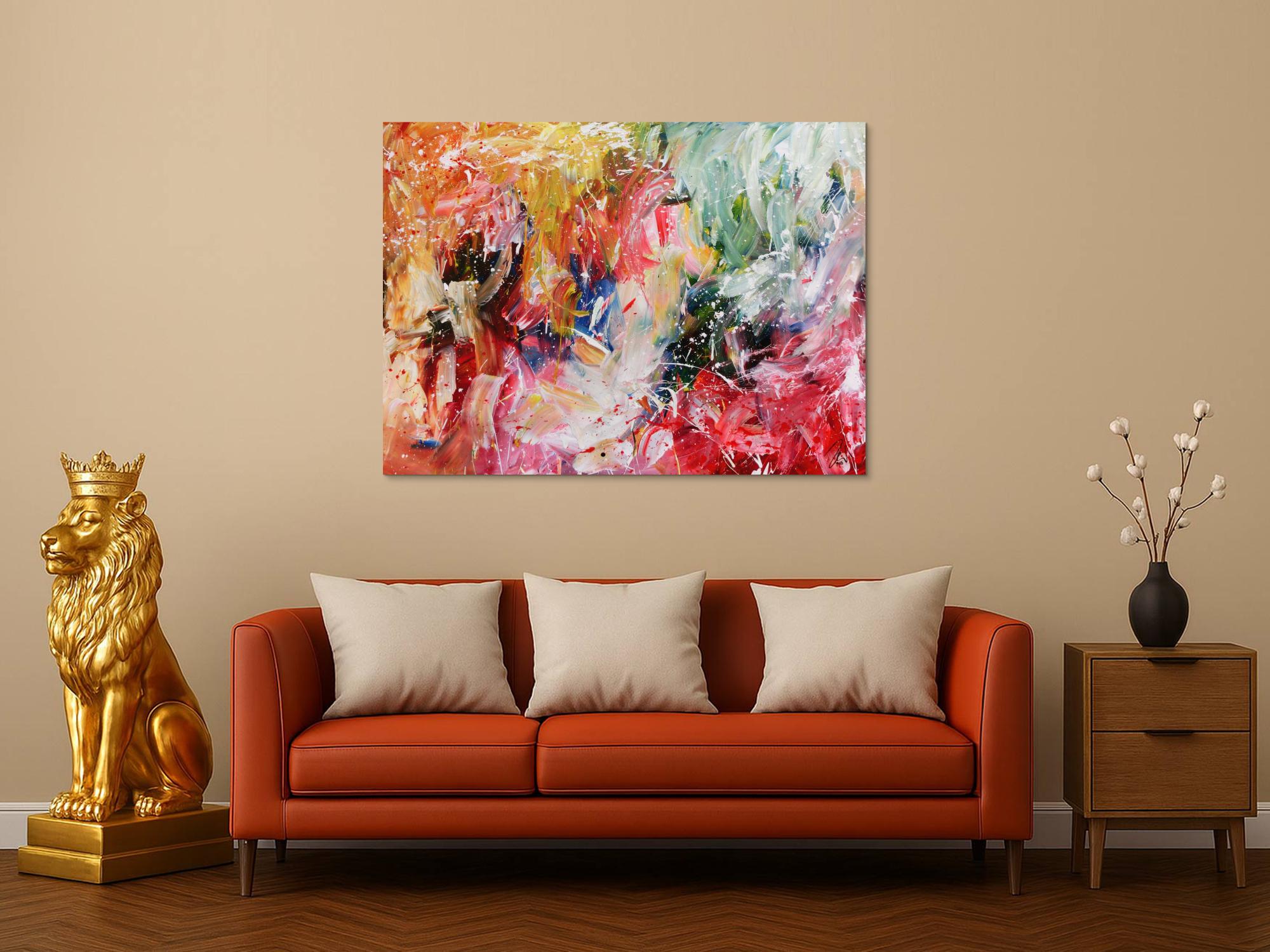 Buntes abstraktes Acrylbild modernes Gemälde mit hellen bunten Farben