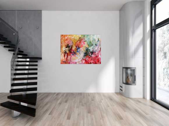 Buntes abstraktes Acrylbild modernes Gemälde mit hellen bunten Farben