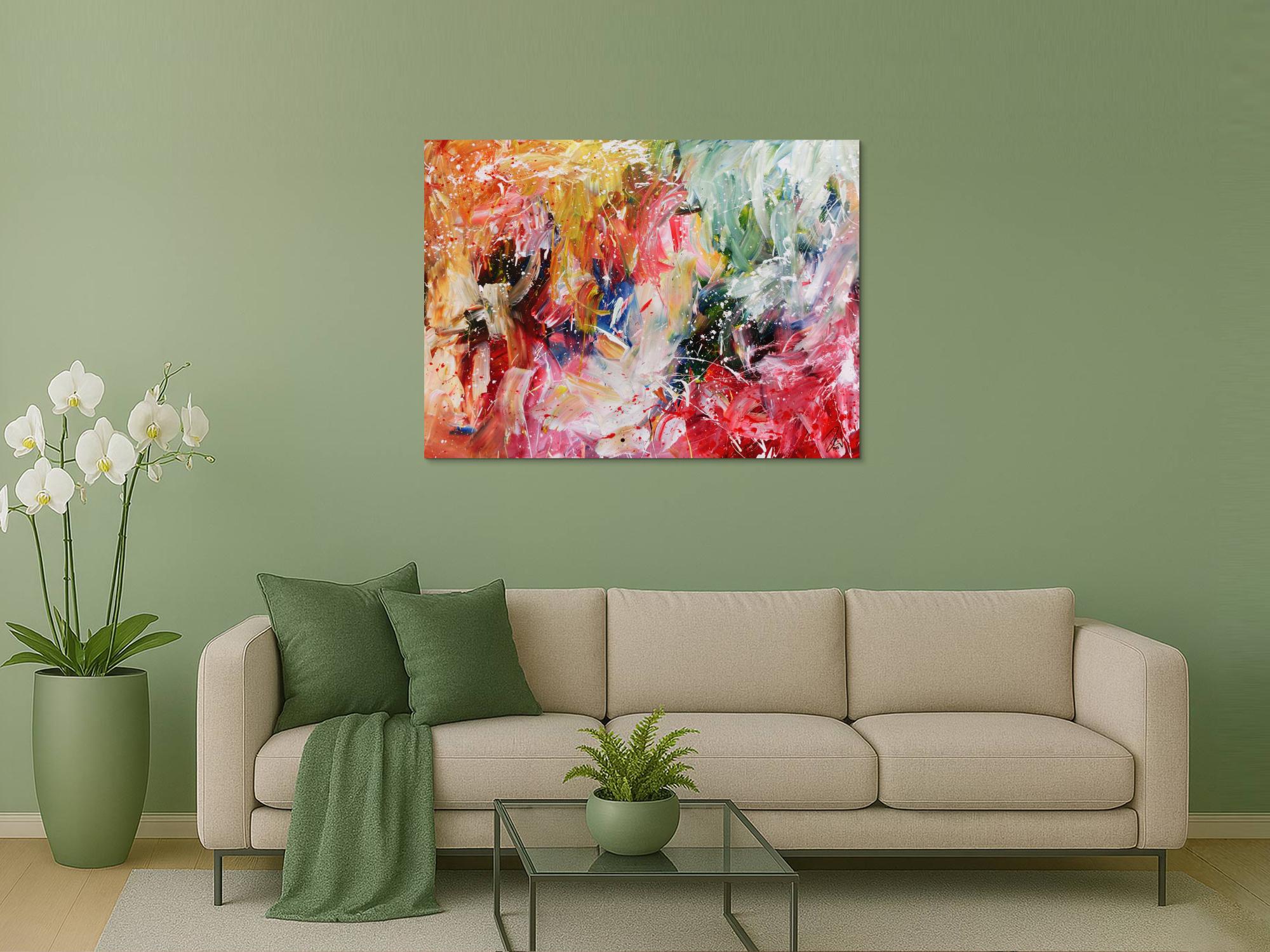 Buntes abstraktes Acrylbild modernes Gemälde mit hellen bunten Farben