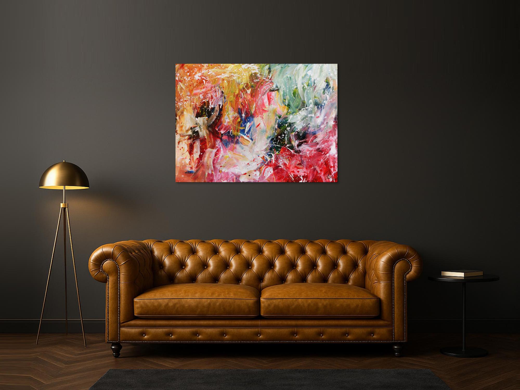 Buntes abstraktes Acrylbild modernes Gemälde mit hellen bunten Farben