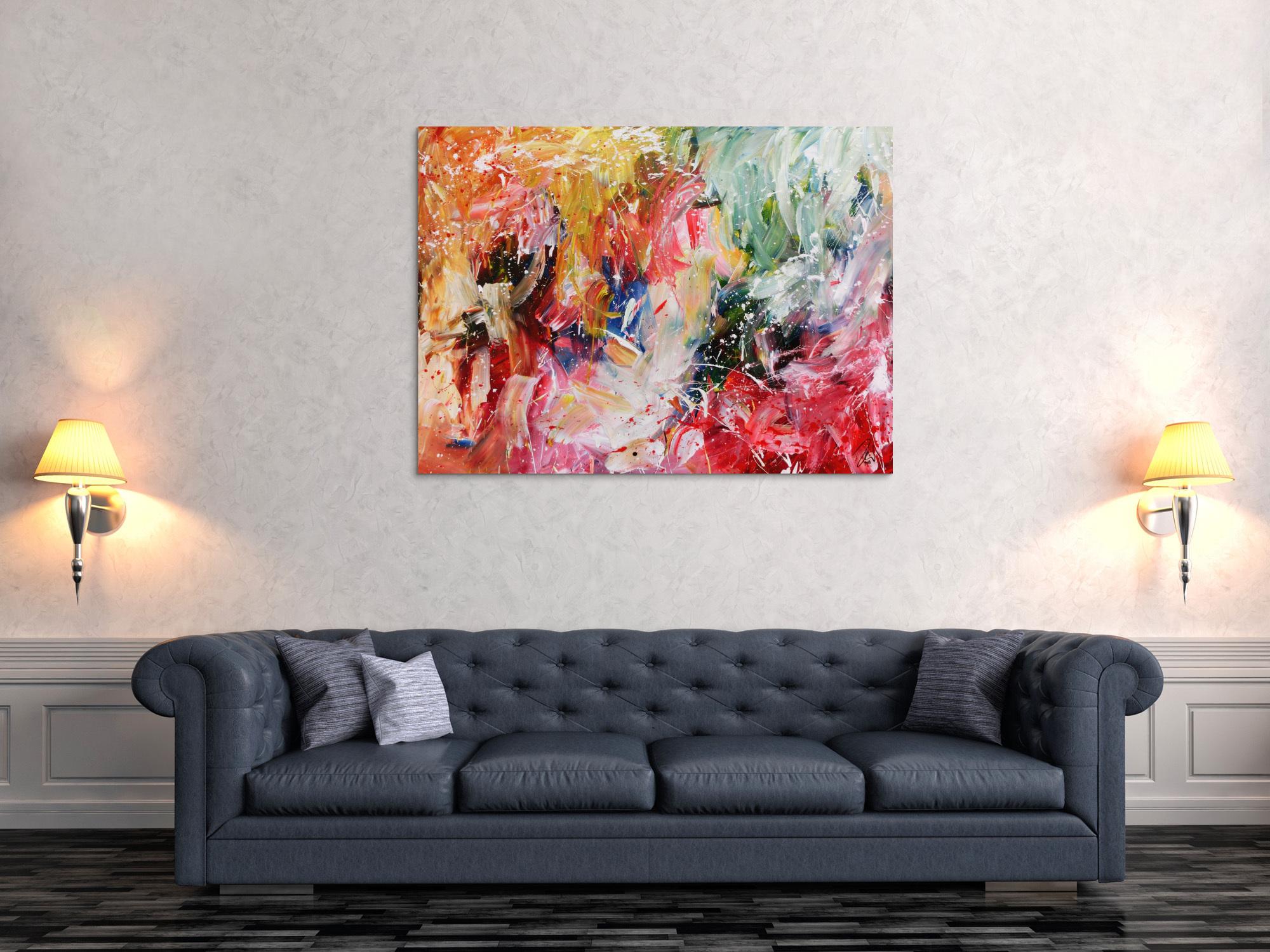 Buntes abstraktes Acrylbild modernes Gemälde mit hellen bunten Farben