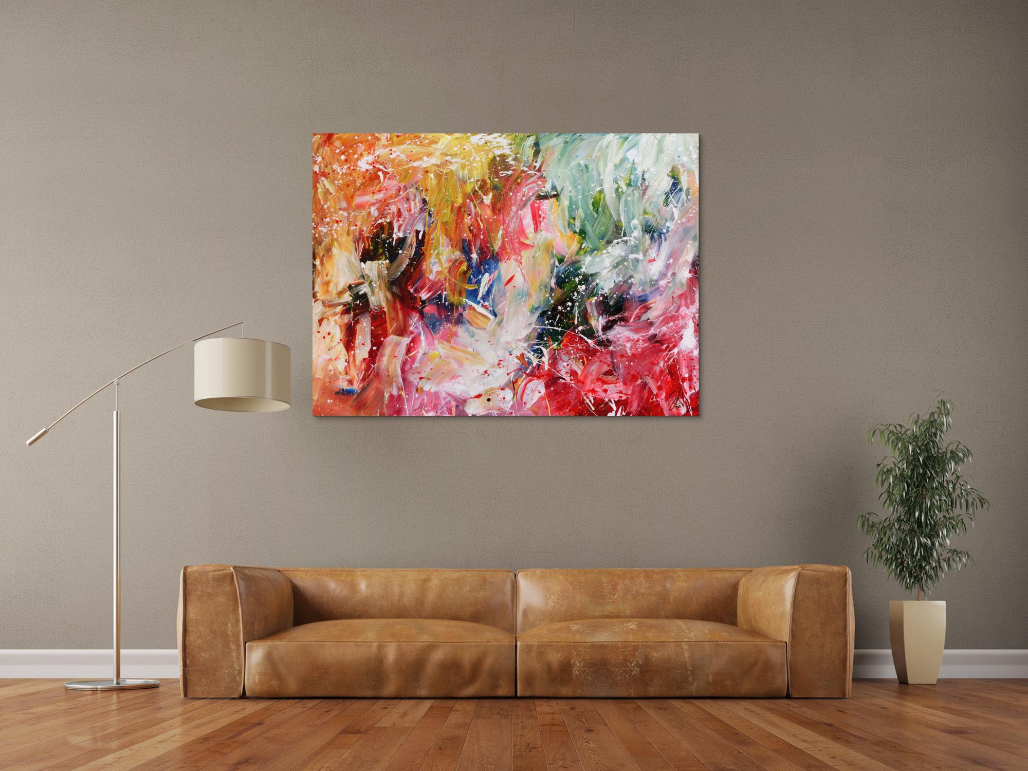 Buntes abstraktes Acrylbild modernes Gemälde mit hellen bunten Farben