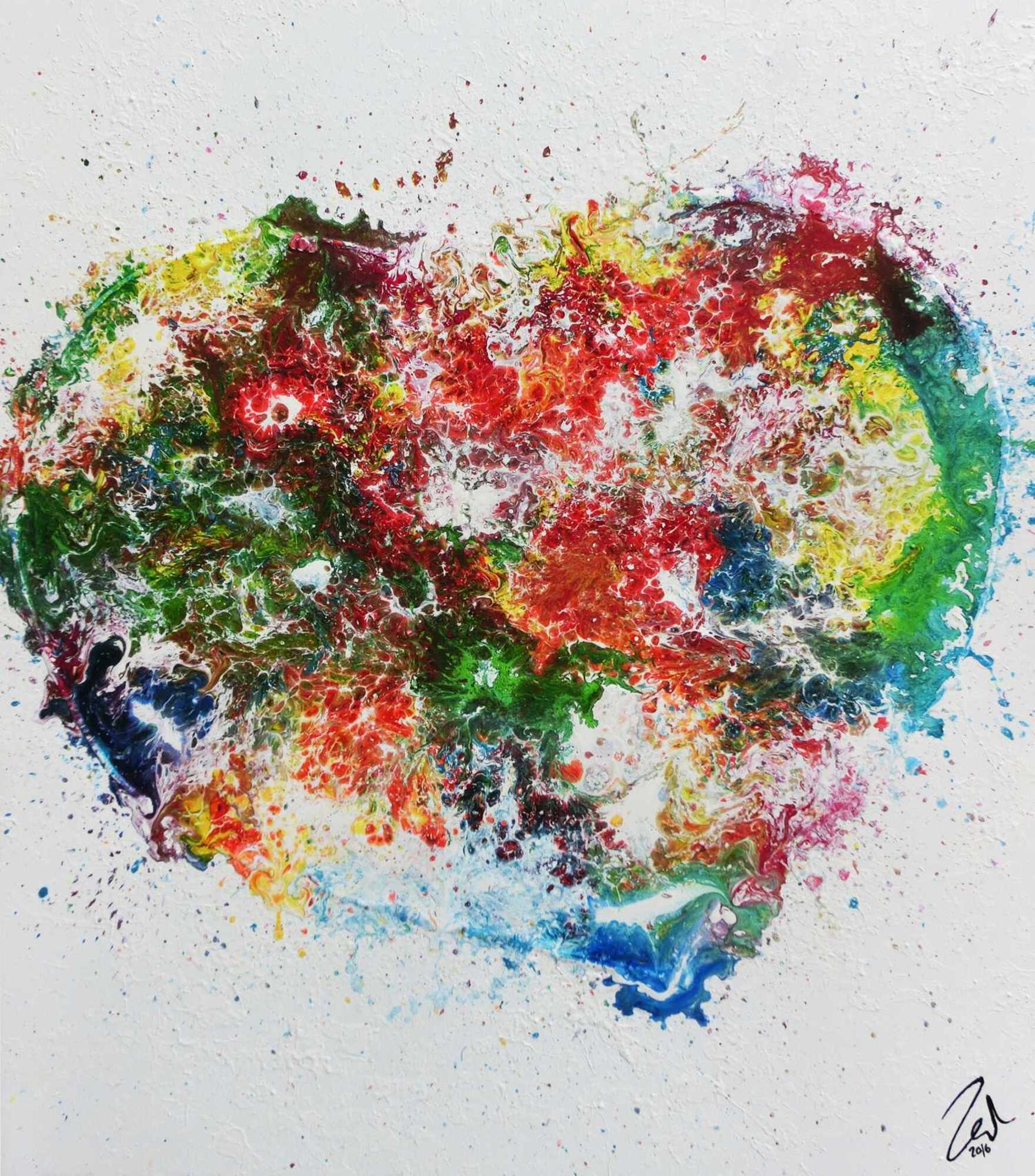 Abstraktes Herz modernes Geälde Acrylbild mit bunten Farben