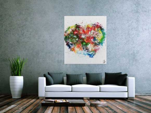 Abstraktes Herz modernes Geälde Acrylbild mit bunten Farben