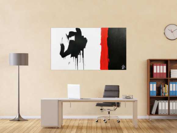 Minimalistisches Gemälde abstraktes Acrylbild in schwarz rot weiß