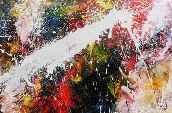 Abstraktes Acrylbild bunt modern Splashstyle Action Painting