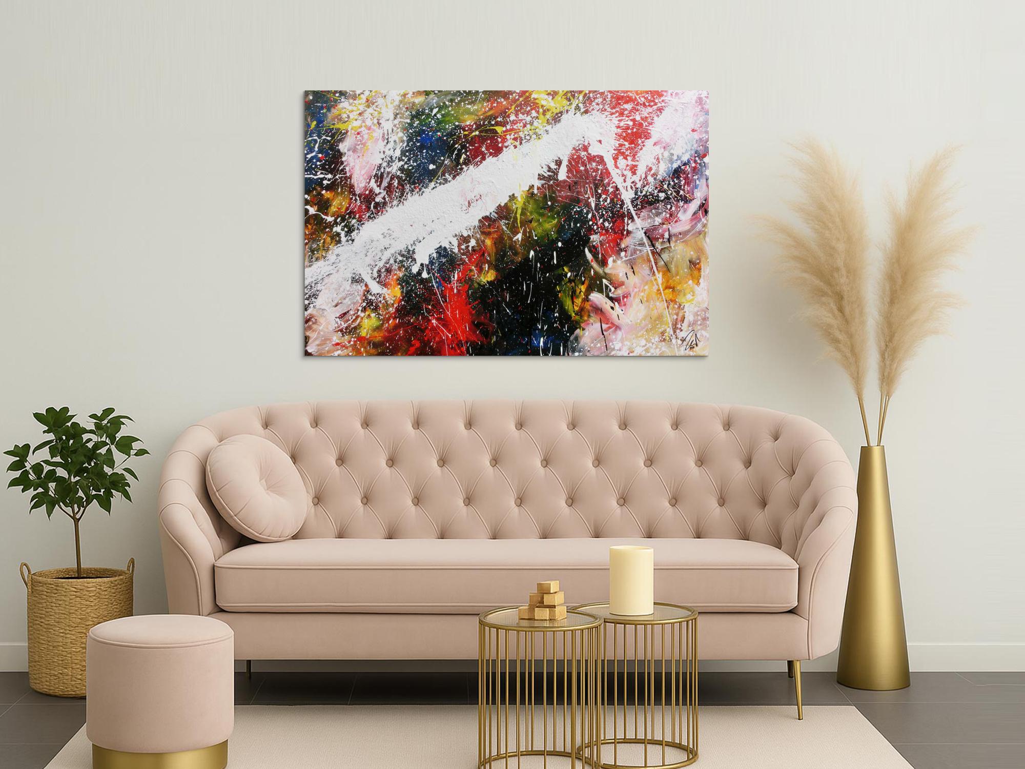 Abstraktes Acrylbild bunt modern Splashstyle Action Painting