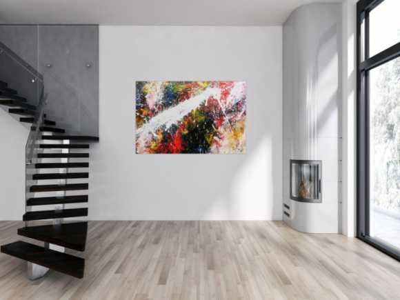 Abstraktes Acrylbild bunt modern Splashstyle Action Painting