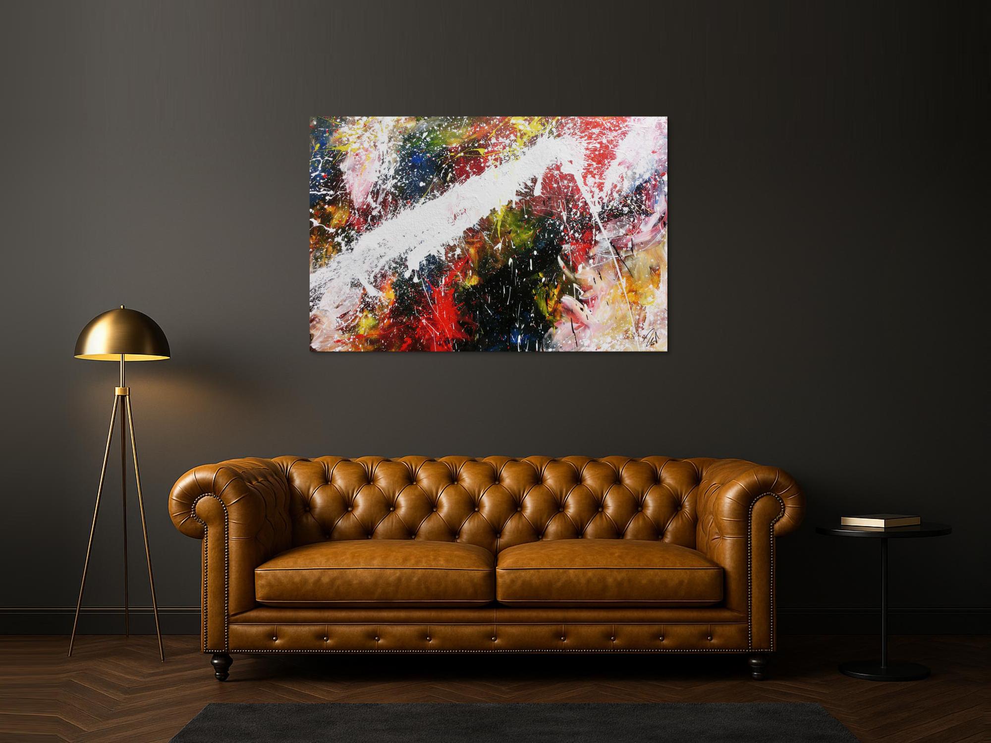Abstraktes Acrylbild bunt modern Splashstyle Action Painting