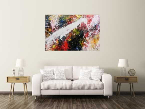 Abstraktes Acrylbild bunt modern Splashstyle Action Painting