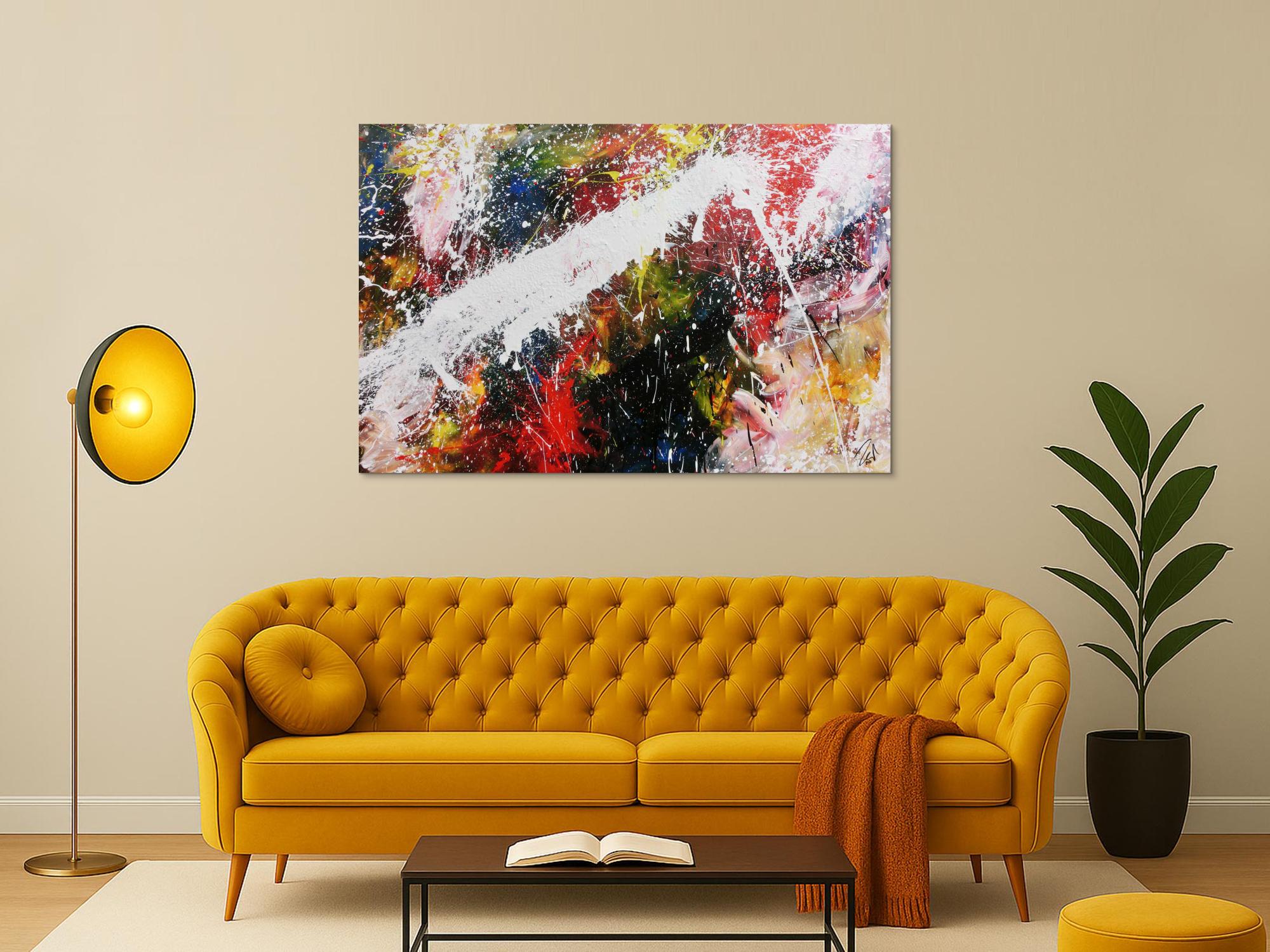 Abstraktes Acrylbild bunt modern Splashstyle Action Painting