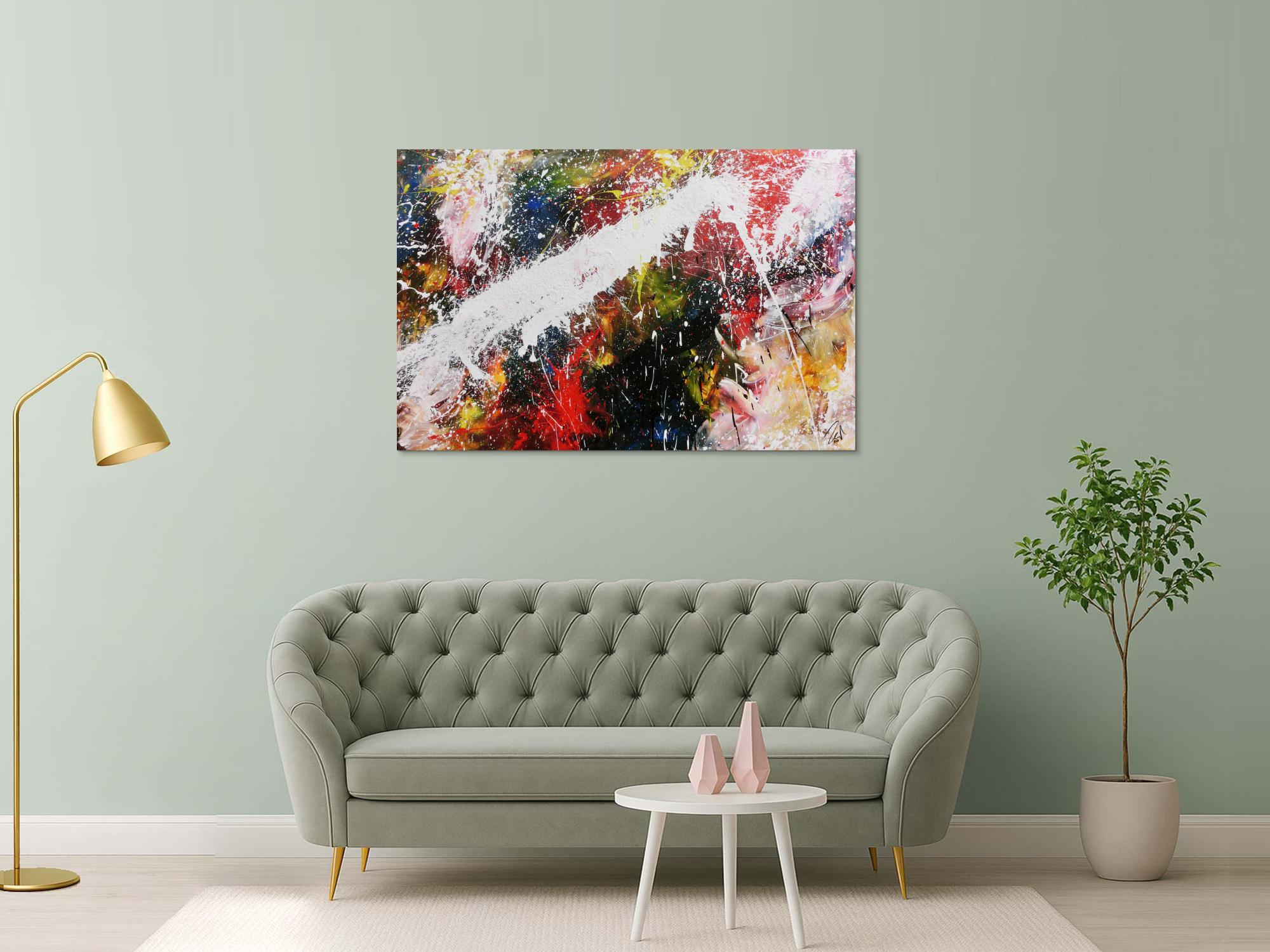 Abstraktes Acrylbild bunt modern Splashstyle Action Painting