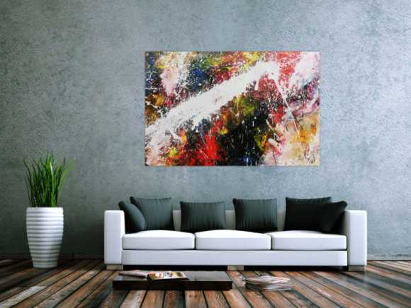 Abstraktes Acrylbild bunt modern Splashstyle Action Painting