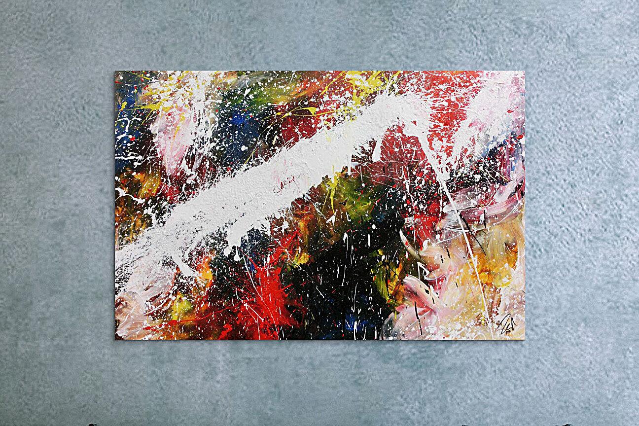 Abstraktes Kunstwerk in Rot und Orange
