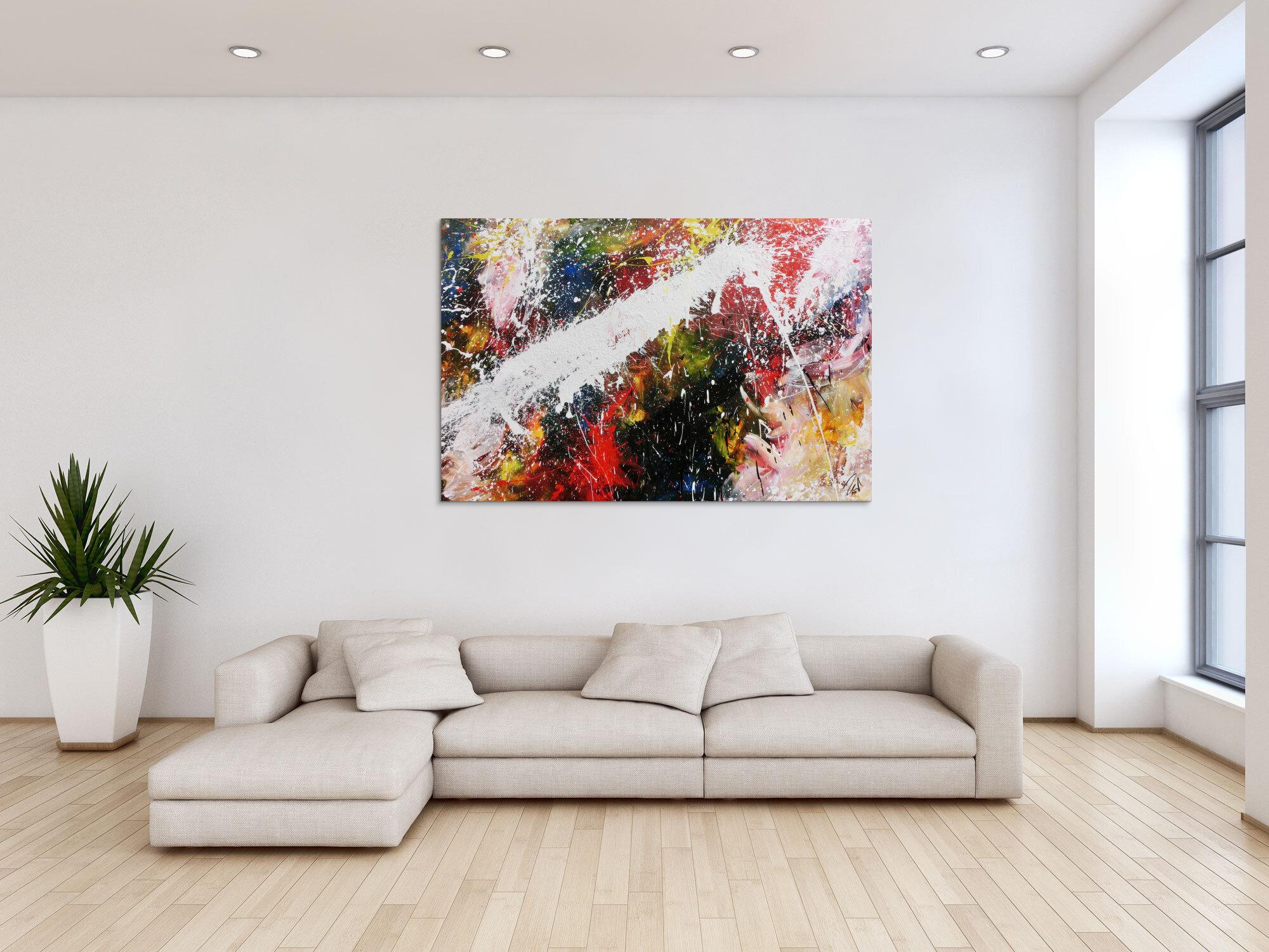 Abstraktes Acrylbild bunt modern Splashstyle Action Painting