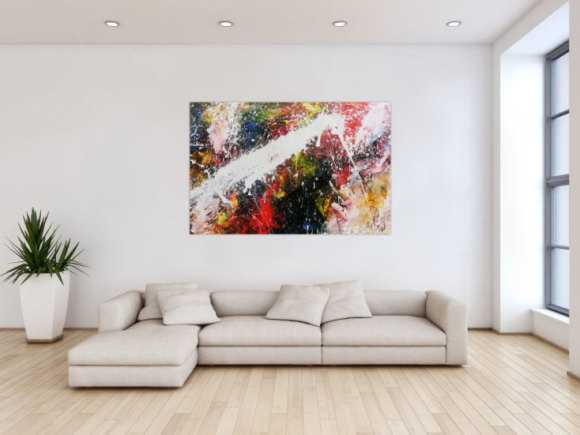 Abstraktes Acrylbild bunt modern Splashstyle Action Painting